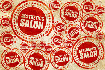 Fototapeta premium aesthetics salon, red stamp on a grunge paper texture
