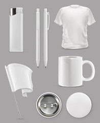 Promotional items, vector set mockup