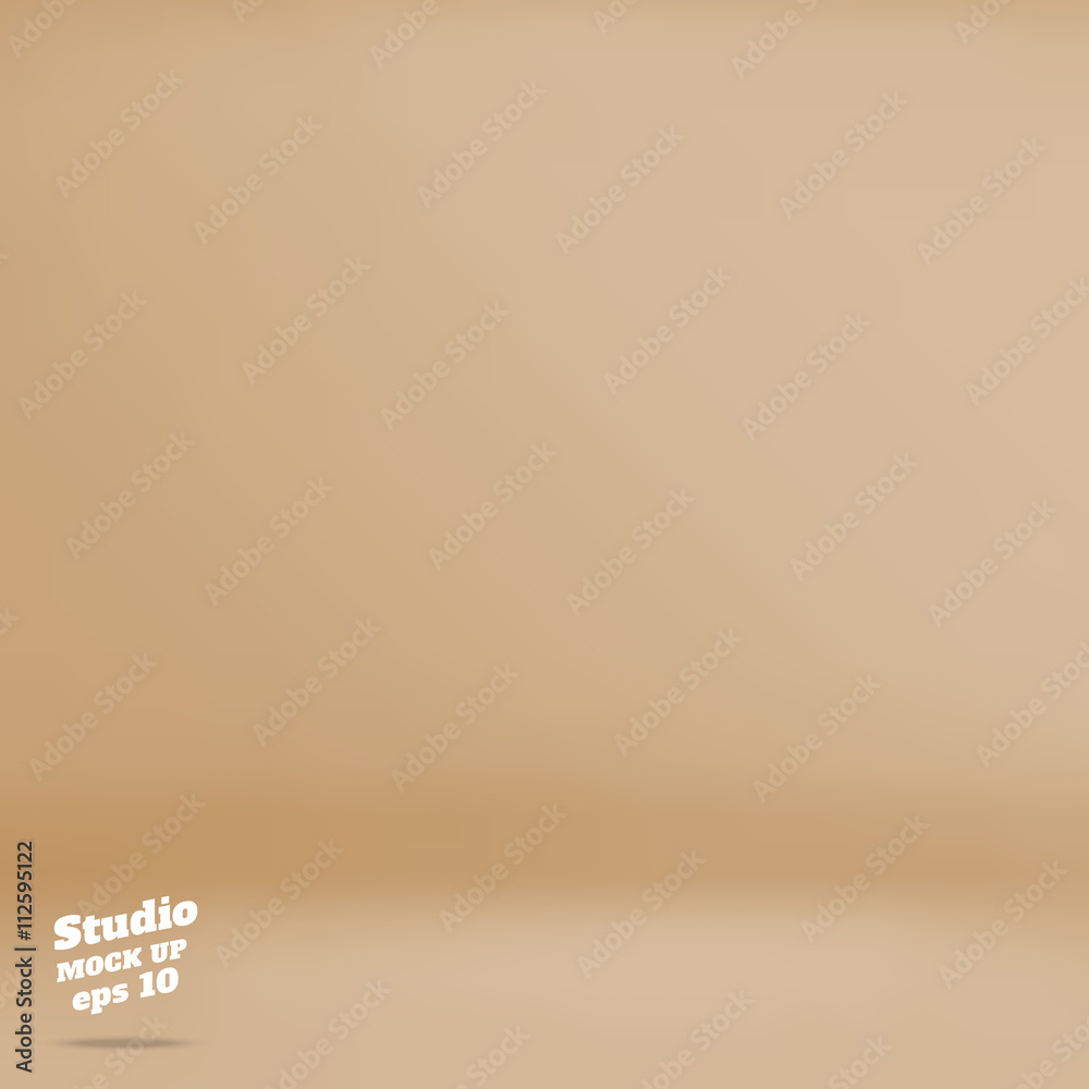Poster vector :empty pastel brown studio room background ,template mock