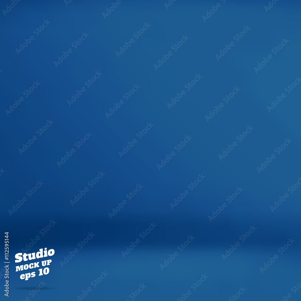 Aufkleber Vector :Empty navy blue studio room background ,Template mock up