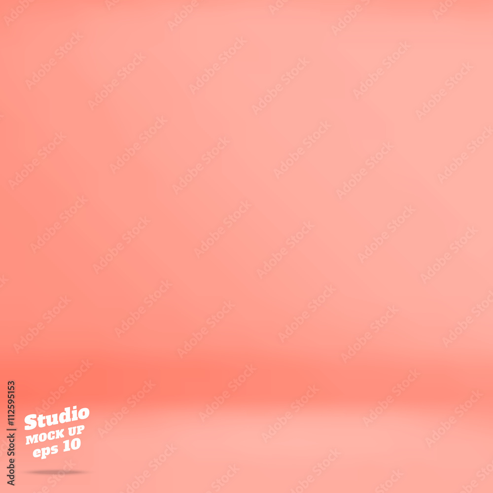 Poster vector :empty pastel peach studio room background ,template mock