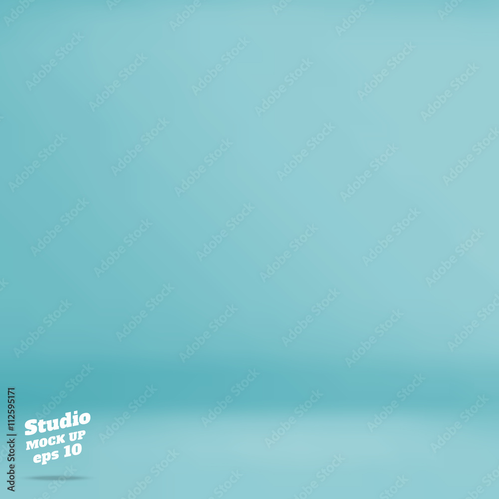 Poster vector :empty pastel turquoise studio room background ,template