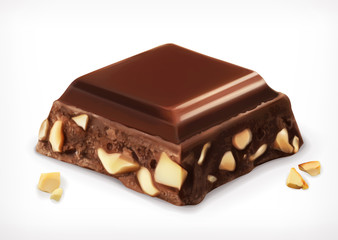 Chocolate with nuts, vector icon