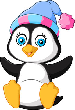 Cartoon funny baby penguin 