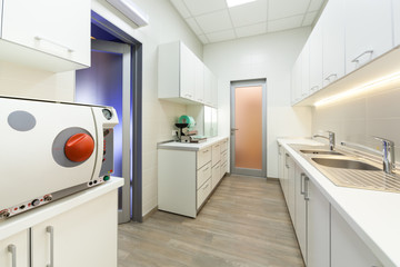 Interior of modern new laboratory at dental clinic.
