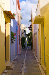 Fototapeta na wymiar Narrow street in Rethymnon, Crete, Greece