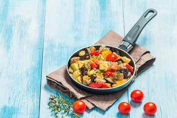 Vegetable ratatouille in a frying pan