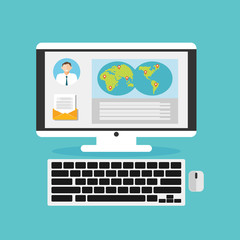 Computer workstation flat design.
