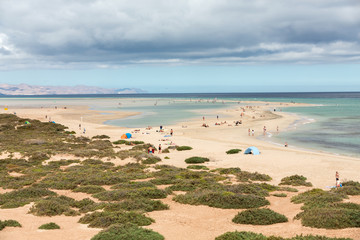 The famous lagoon in Risco El Paso at Playas de Sotavento, Fuerteventura