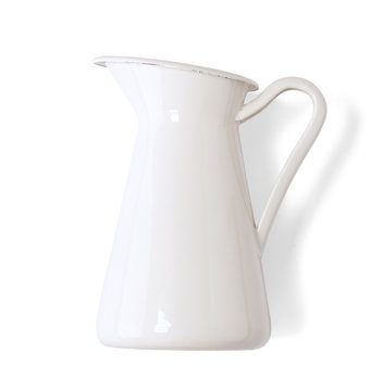 White Metal Water Jug Isolated On A White Background