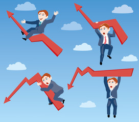 businessman. the ups and downs of affairs  in the clouds