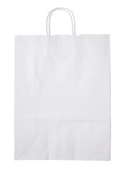 Plain paper shopping bag isolated on a white background