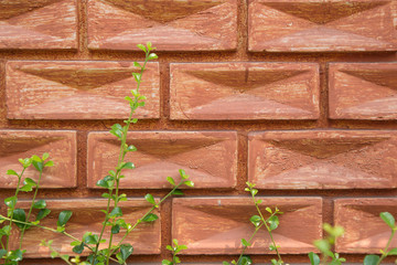 Red Block Concrete Wall Background and Texture
