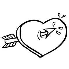 black and white heart with an arrow