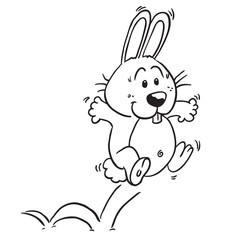 black and white jumping rabbit