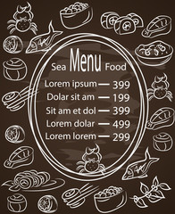 Restaurant cafe menu. vintage typographical element for menu on chalkboard. 