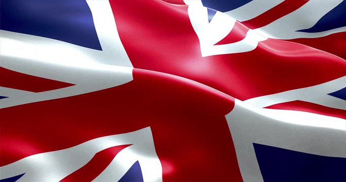 closeup of waving flag of union jack, uk great britain england symbol, named united kingdom flag