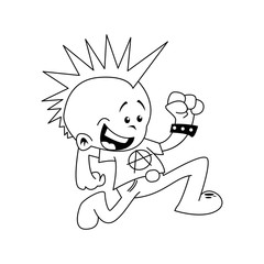 black and white little punk running