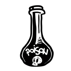 black and white poison bottle