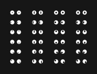 Set of eye emoticon vector isolated on black background. Emoji vector. Eye icon set. Emoticon icon web.