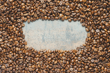 Coffee beans background with space for words