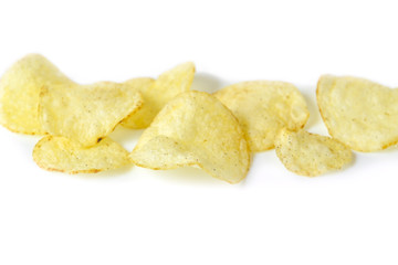 Potato chips on white background - isolated