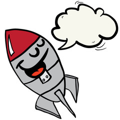 happy rocket with speech bubble