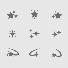 Set of gray star icon vector isolated on white background. Emoji vector. Bright  smile icon set. Emoticon icon web.