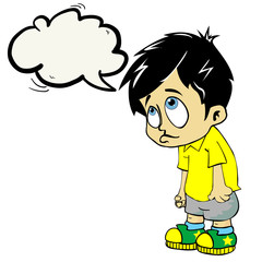 sad boy with speech bubble