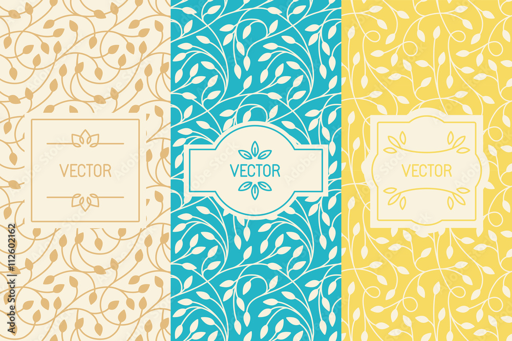 Poster Vector set of design elements, borders and frames, seamless patt