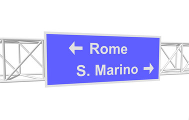 3dl illustration of a road sign with directions