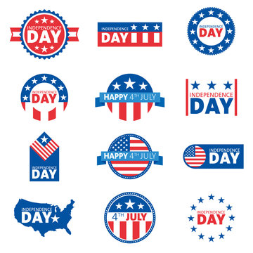 Label and tag set, independence day, 4th of July. vector illustration