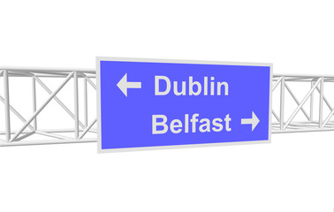 3dl illustration of a road sign with directions