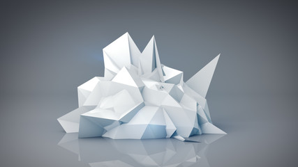 White polygonal shape. Abstract 3d render