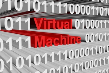 virtual machine in the form of binary code, 3D illustration