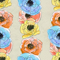 Seamless pattern with colorful flowers