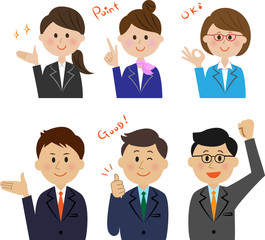 ビジネスマン　表情　セット　ポジティブ
