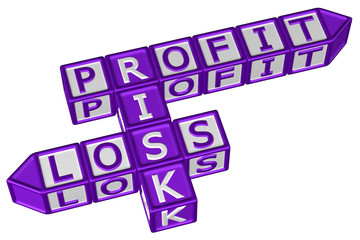 Blocks with word Profit, Risk, Loss