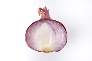 Top View of Onion Cross Section /High resolution image of cross section of  red onion on white background shot in studio
