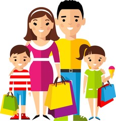 Shopping concept with european family buyer.