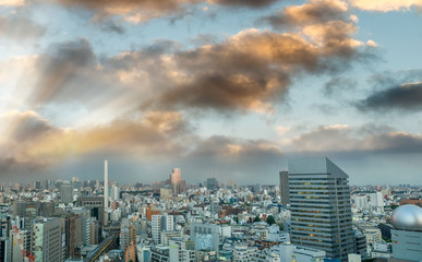 Shibuya, Tokyo. Aerial view at dusk