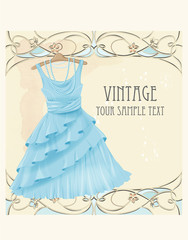 Art nouveau  style vintage  label with blue dress - 112606114