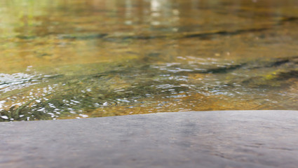 Fototapeta premium Empty blank space area of rock floor ,top surface of rock at wat