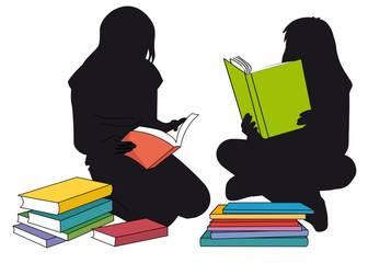 siluetas leyendo