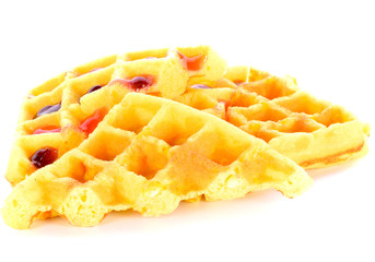 Belgium waffles on white background