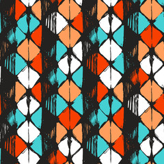 Hand drawn rhombus seamless pattern