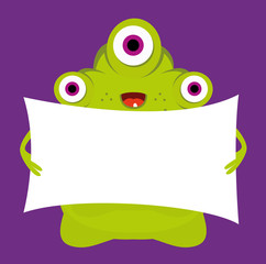 monster holding a sign for your text