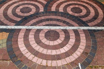 patterned paving tiles cobblestone road for texture
