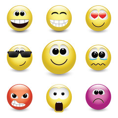 Smiley faces expressing different feelings