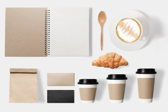 Design concept of mockup coffee set isolated on white background